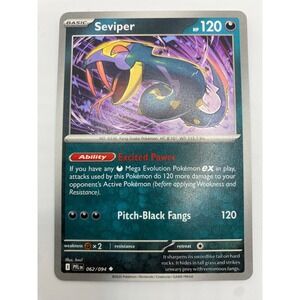 Pokemon Seviper 062/094 Prismatic Evolutions Darkness Holo Basic Trading  Card
